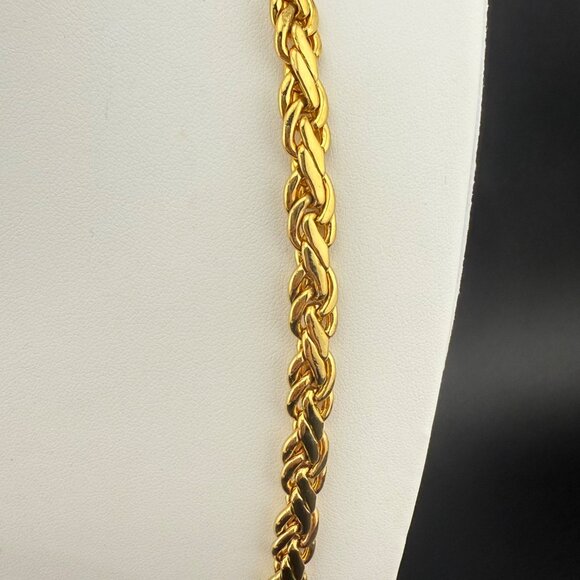Gold Tone Braided Flat Chain Necklace With Lobster Clasp 24-Inch Length Polished - Picture 4 of 8